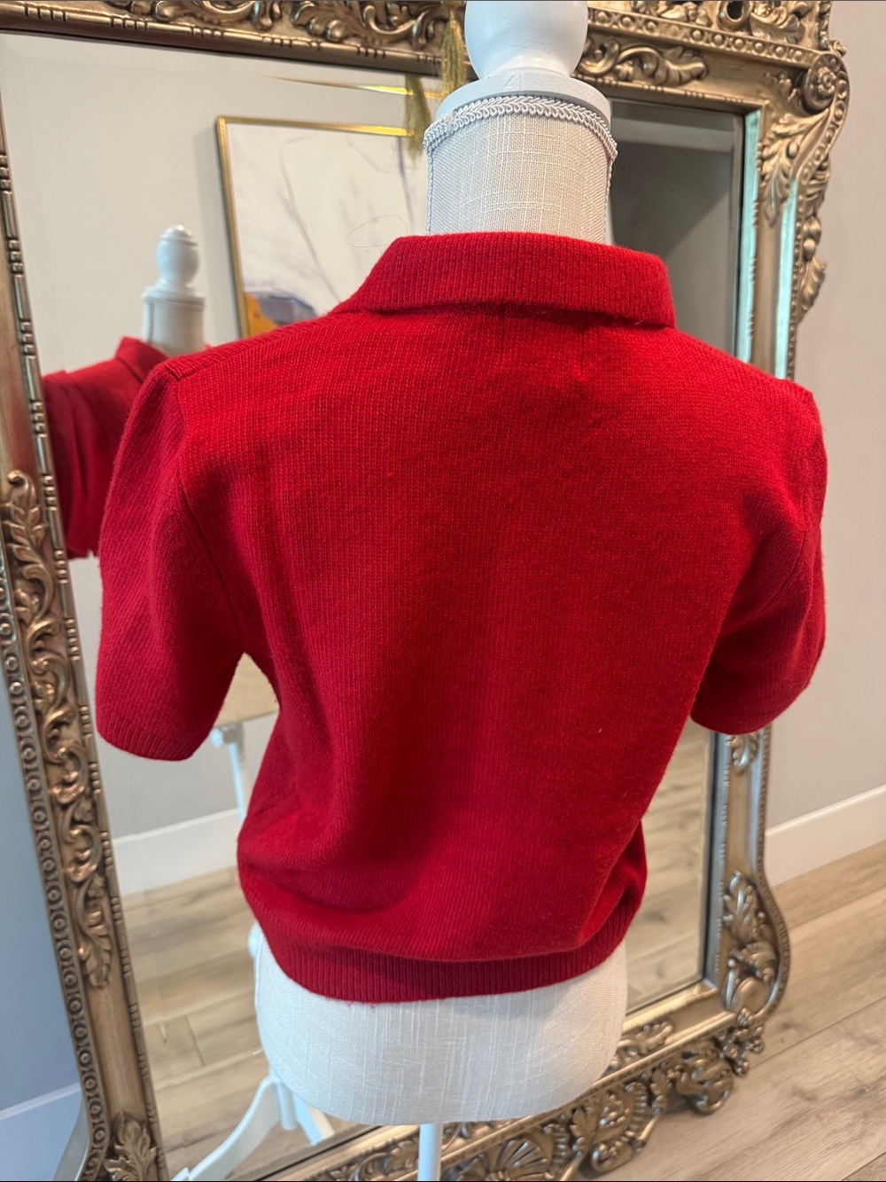 H&M Red Short-Sleeve Button-Up Knit Shirt - Picture 3 of 4